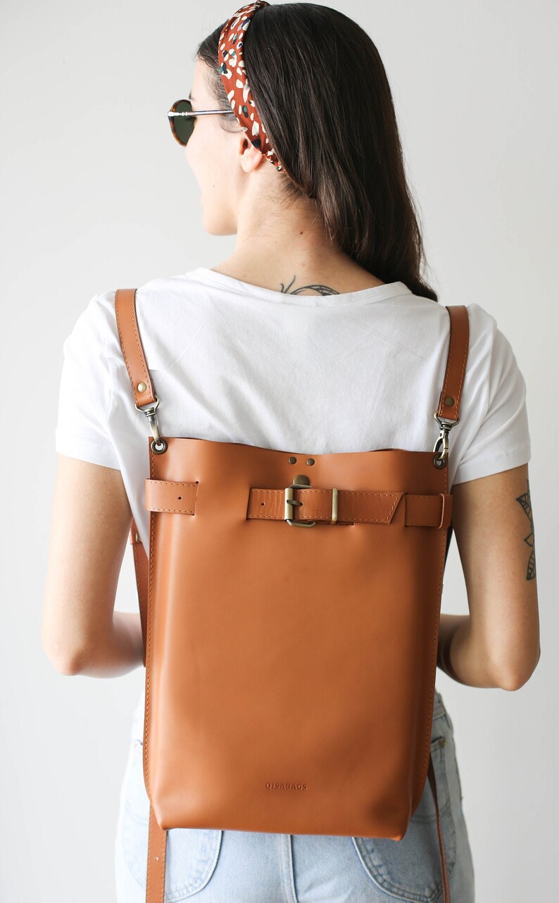 Leather Backpack for Women Laptop Backpack Brown Leather Etsy