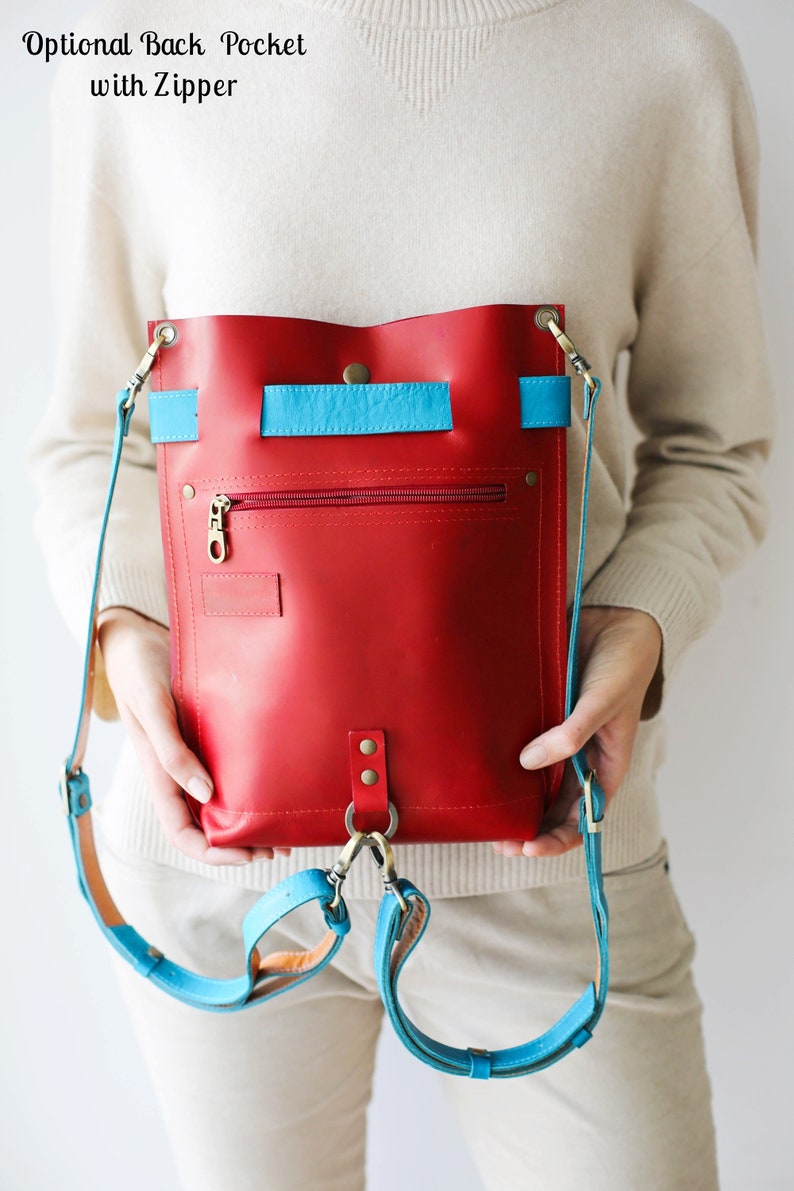 Red Leather Backpack Travel Backpack Leather Rucksack Etsy