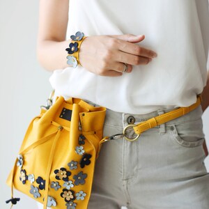 Leather Accessories, Floral Leather Pouch, Gift for Girlfriend, Leather Fanny Pack, Leather Purse, Gift for Her image 6