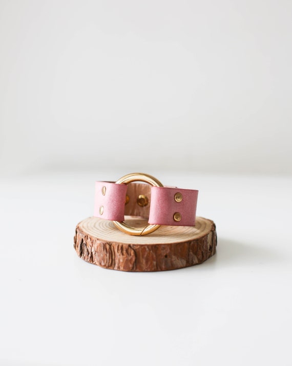 Pink Leather Bracelet with Gold Accent Women main image 2