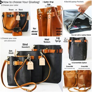 Leather Handbags, Leather Crossbody Bag, Leather Bags, Convertible Backpack, Brown Bag, Minimal Style image 10