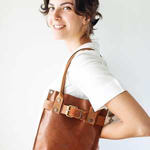 Brown Leather Bag, Leather Handbag, Leather Crossbody Bag, Leather Shoulder Bag, Brown Handbag, Bucket Bag image 2