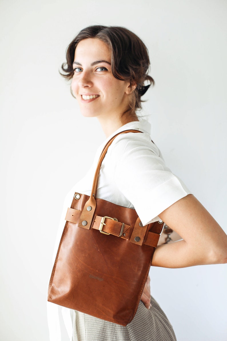 Brown Leather Bag, Leather Handbag, Leather Crossbody Bag, Leather Shoulder Bag, Brown Handbag, Bucket Bag image 2