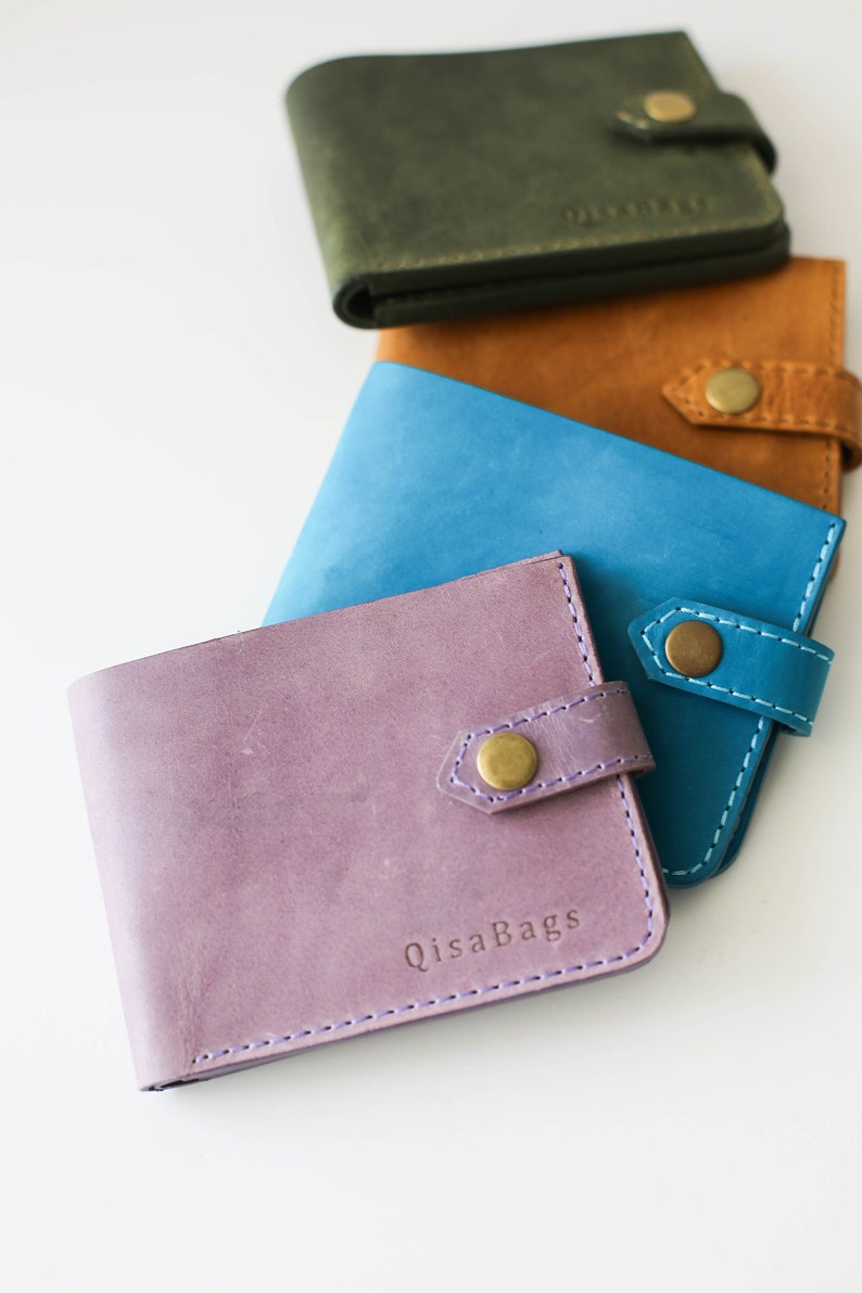 Purple Leather Wallet for Women, Bifold Wallet, Womens Small Wallet, Slim Leather Wallet, Christmas Gift for Her image 1