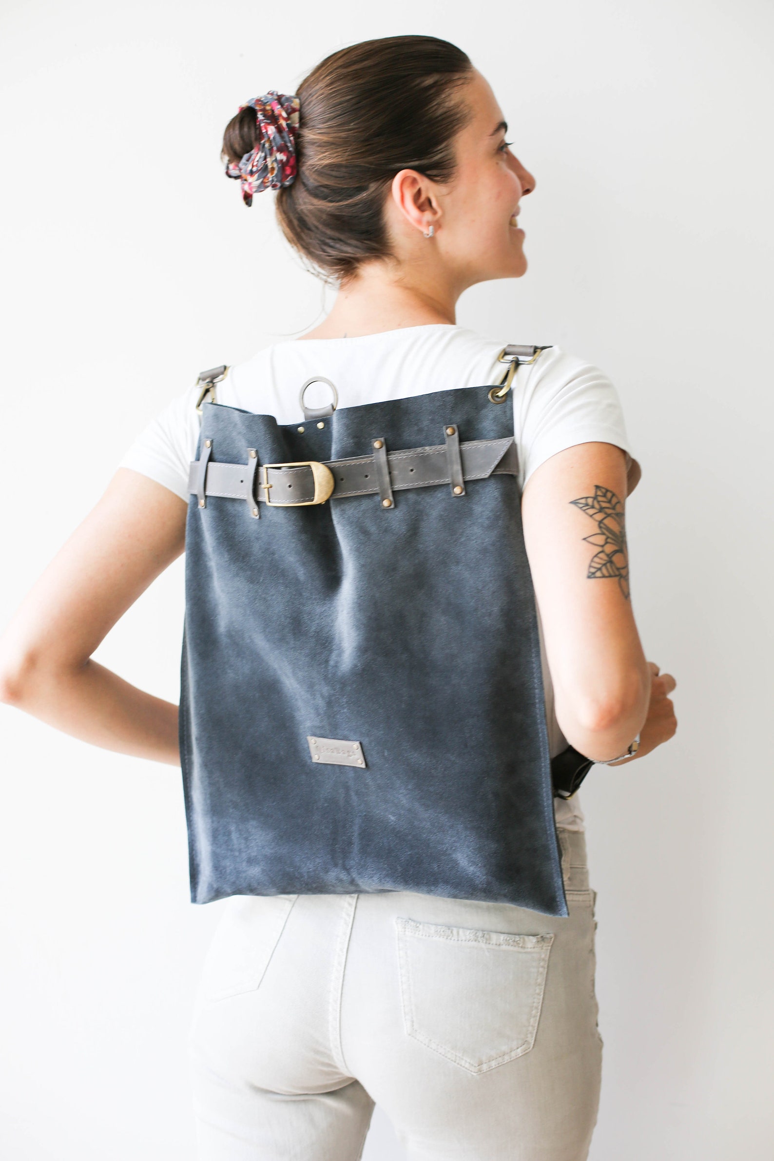 Gray Leather Backpack Convertible Backpack Purse Large Etsy