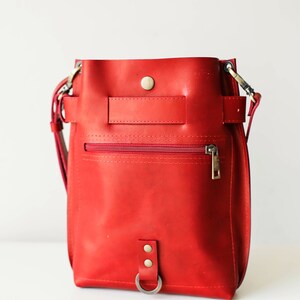 Leather shoulder bag, Everyday Bag, Leather Messenger Bag Women, Red Leather Bag, Leather Backpack Small/Back Pocket
