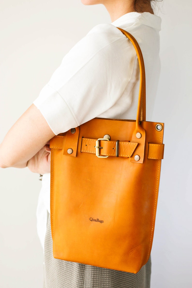 Leather Shoulder bag Leather Handbag for Women Yellow Etsy