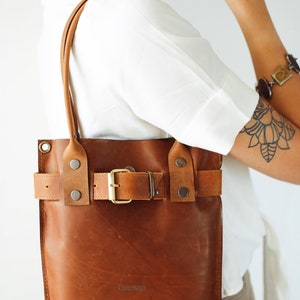 Brown Leather Bag, Leather Handbag, Leather Crossbody Bag, Leather Shoulder Bag, Brown Handbag, Bucket Bag image 5