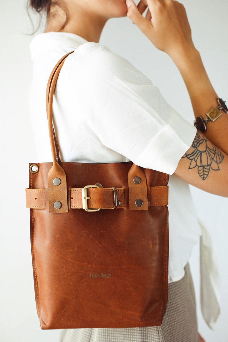 Brown Leather Bag, Leather Handbag, Leather Crossbody Bag, Leather Shoulder Bag, Brown Handbag, Bucket Bag image 5