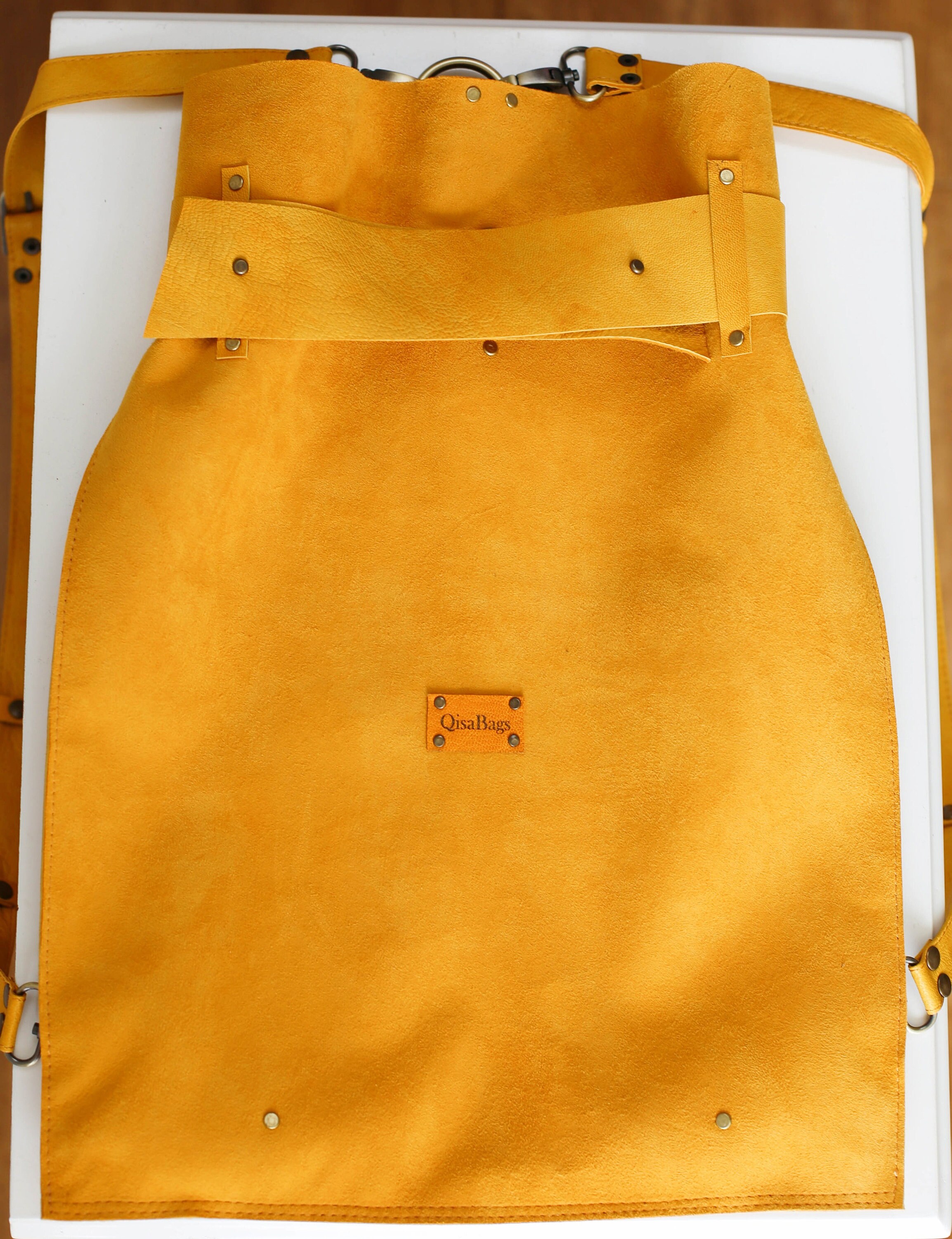 Leather Backpack Women Yellow Leather Backpack Large Leather Etsy