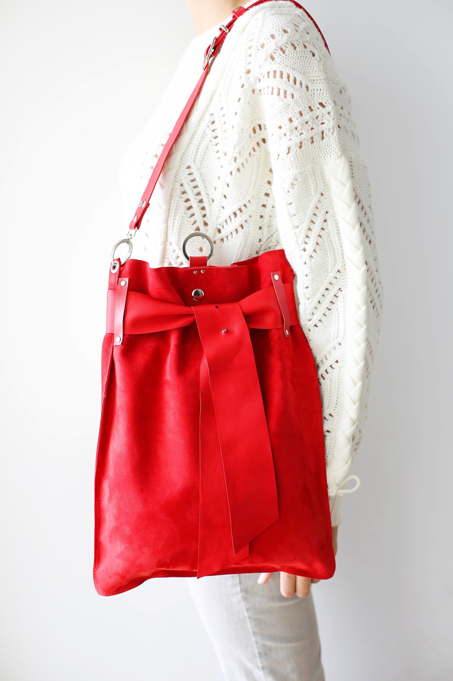 Red Leather Backpack School Leather Bag Women Leather Etsy