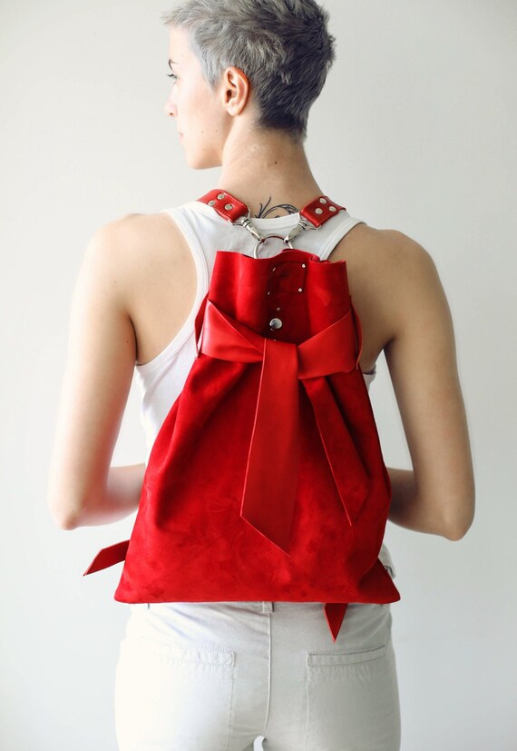Red Leather Backpack School Leather Bag Women Leather Backpack Large Red Leather Handbag Etsy Canada