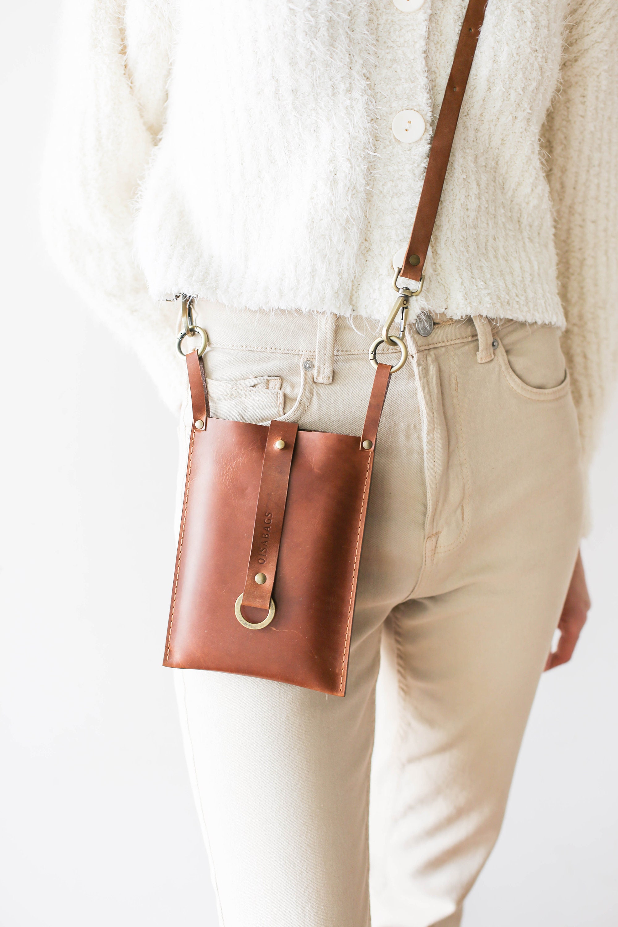 iPhoneケース URBANBOBBY - urbanbobby iPhonecase&wood leather strap Brown Leather Case, Crossbody Case for Iphone, Case for