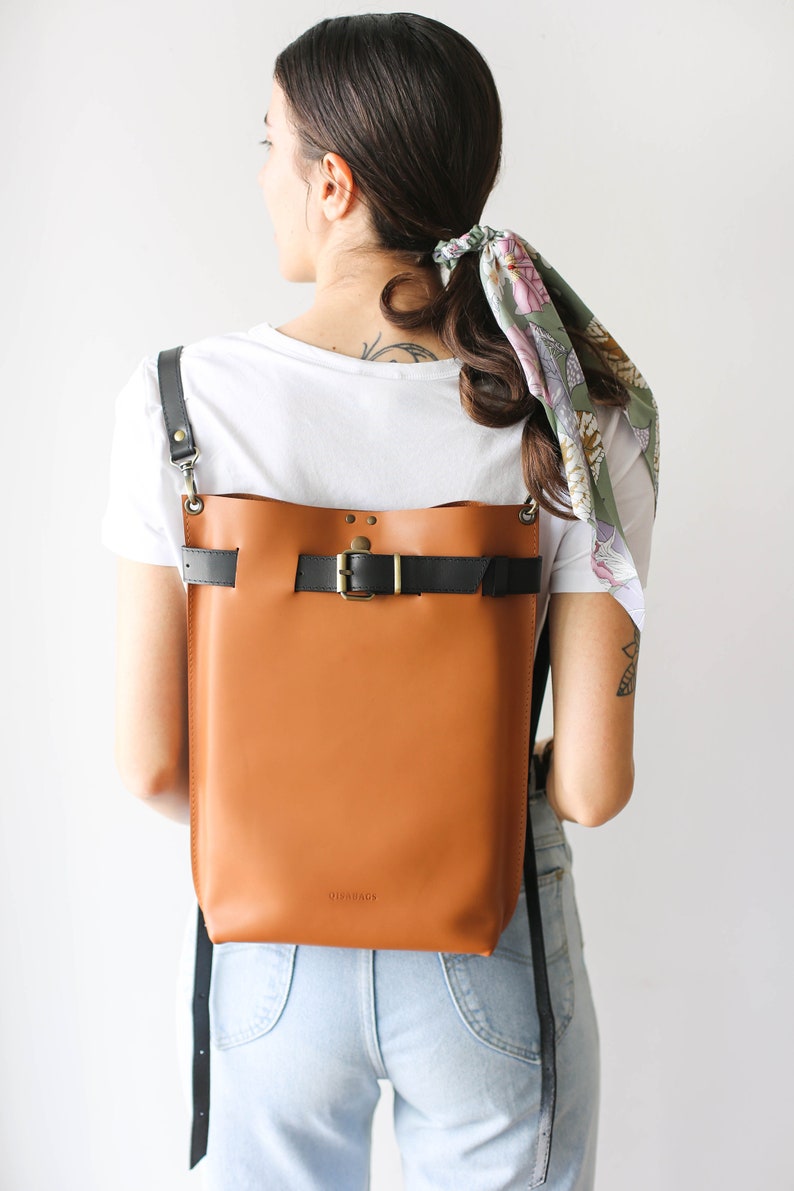 Leather Backpack for Women Laptop Backpack Brown Leather Etsy