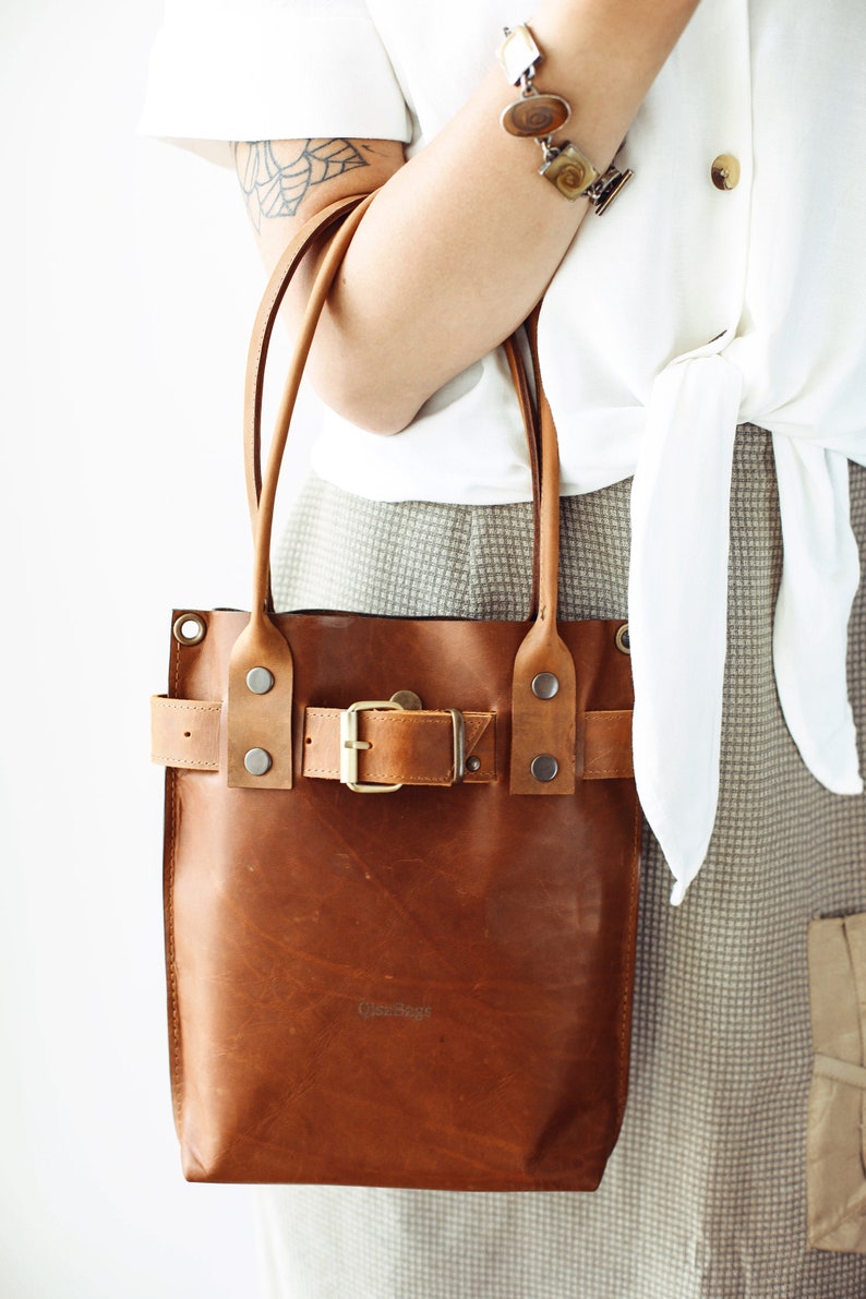 Brown Leather Bag, Leather Handbag, Leather Crossbody Bag, Leather Shoulder Bag, Brown Handbag, Bucket Bag image 4