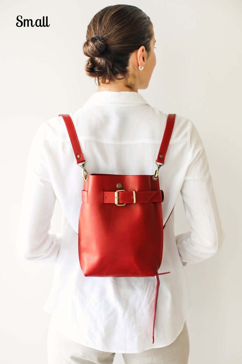 Leather shoulder bag, Everyday Bag, Leather Messenger Bag Women, Red Leather Bag, Leather Backpack Small/No Pocket