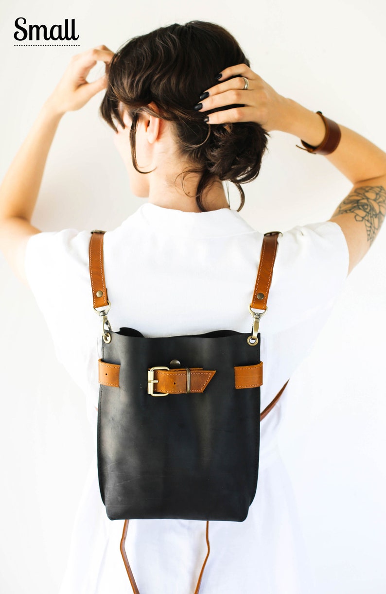 Leather Handbags, Leather Crossbody Bag, Leather Bags, Convertible Backpack, Brown Bag, Minimal Style image 2