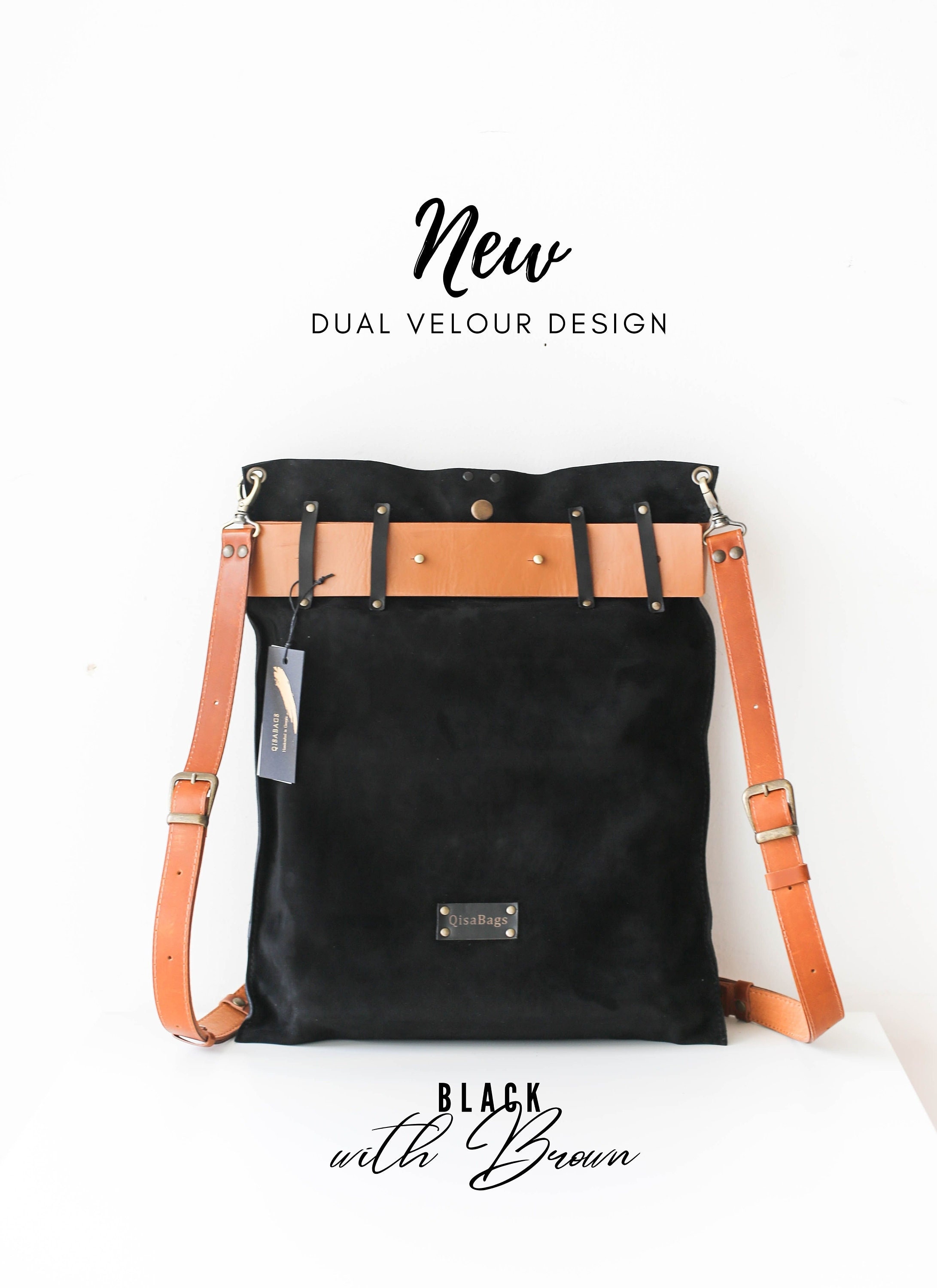 Black Leather Backpack, Black Suede Bag, Leather Backpack