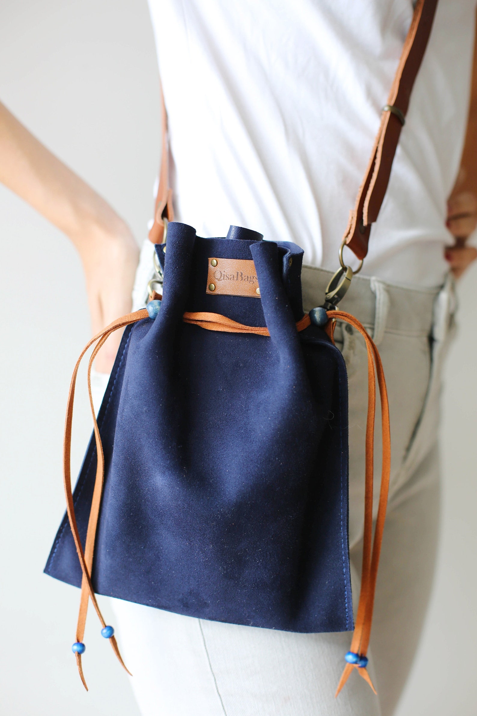 Blue Leather Bag Blue Waist Bag Leather Fanny Pack Blue Etsy UK