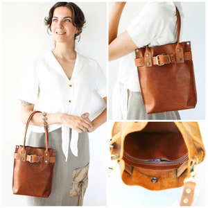 Brown Leather Bag, Leather Handbag, Leather Crossbody Bag, Leather Shoulder Bag, Brown Handbag, Bucket Bag image 9