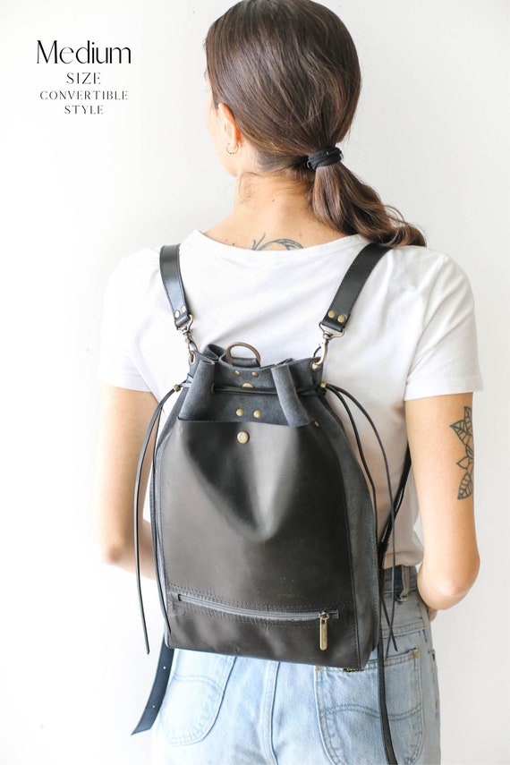 Amazon.com: Black Leather Backpack Purse