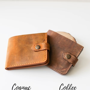 Cartera de cuero para mujer, regalo para ella, billetera bifold, billetera de cuero marrón, regalo de cuero, billetera para hombre
