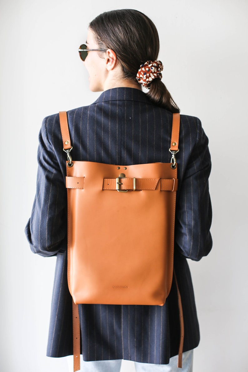 Leather Backpack for Women Laptop Backpack Brown Leather Etsy