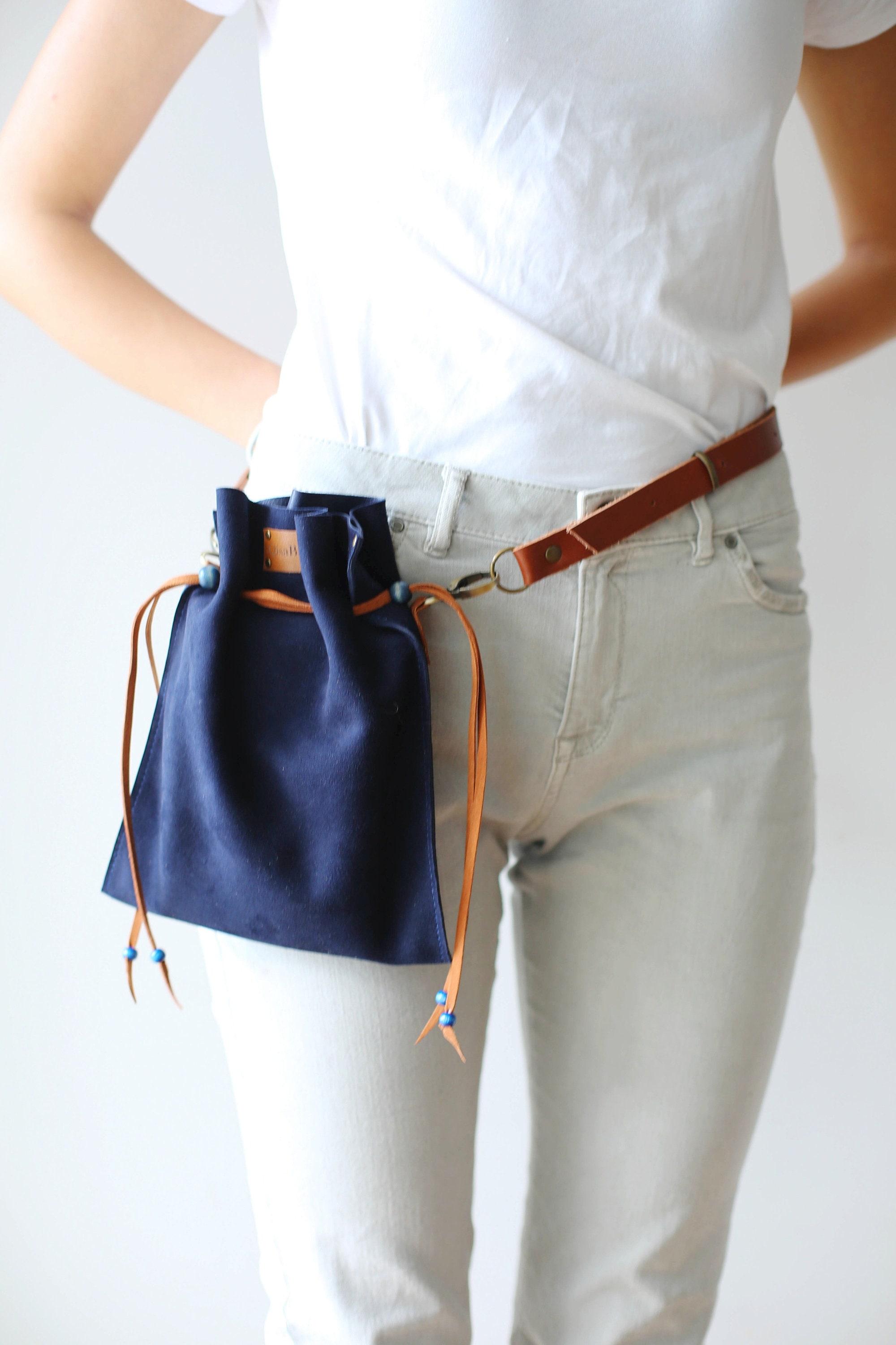 Blue Leather Bag Blue Waist Bag Leather Fanny Pack Blue Etsy UK