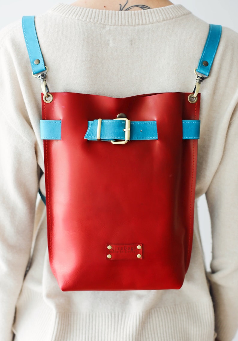 Red Leather Backpack Travel Backpack Leather Rucksack Etsy