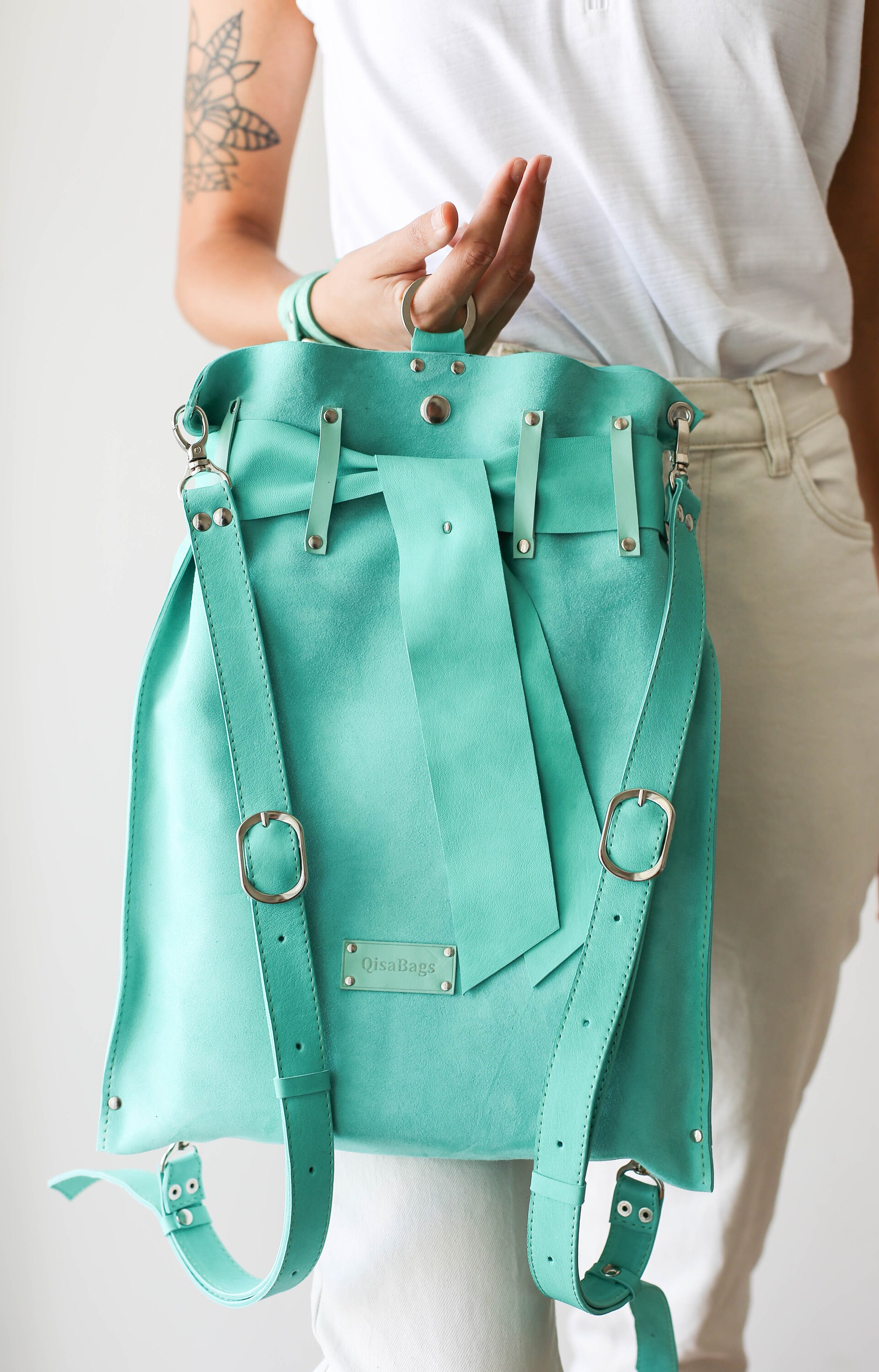 Leather Purse Leather Backpack Leather Suede Bag Handmade Etsy