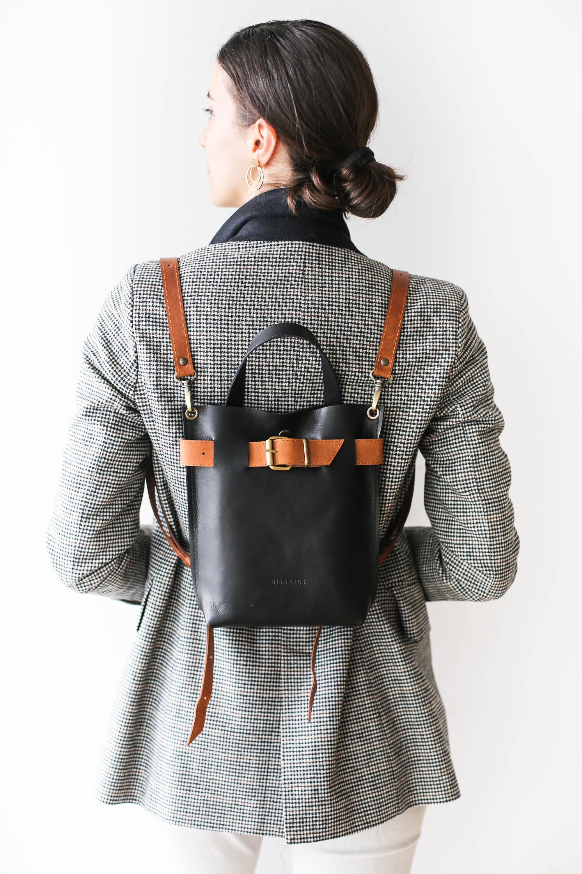 Mini leather Backpack Black Leather Backpack Backpack Purse | Etsy