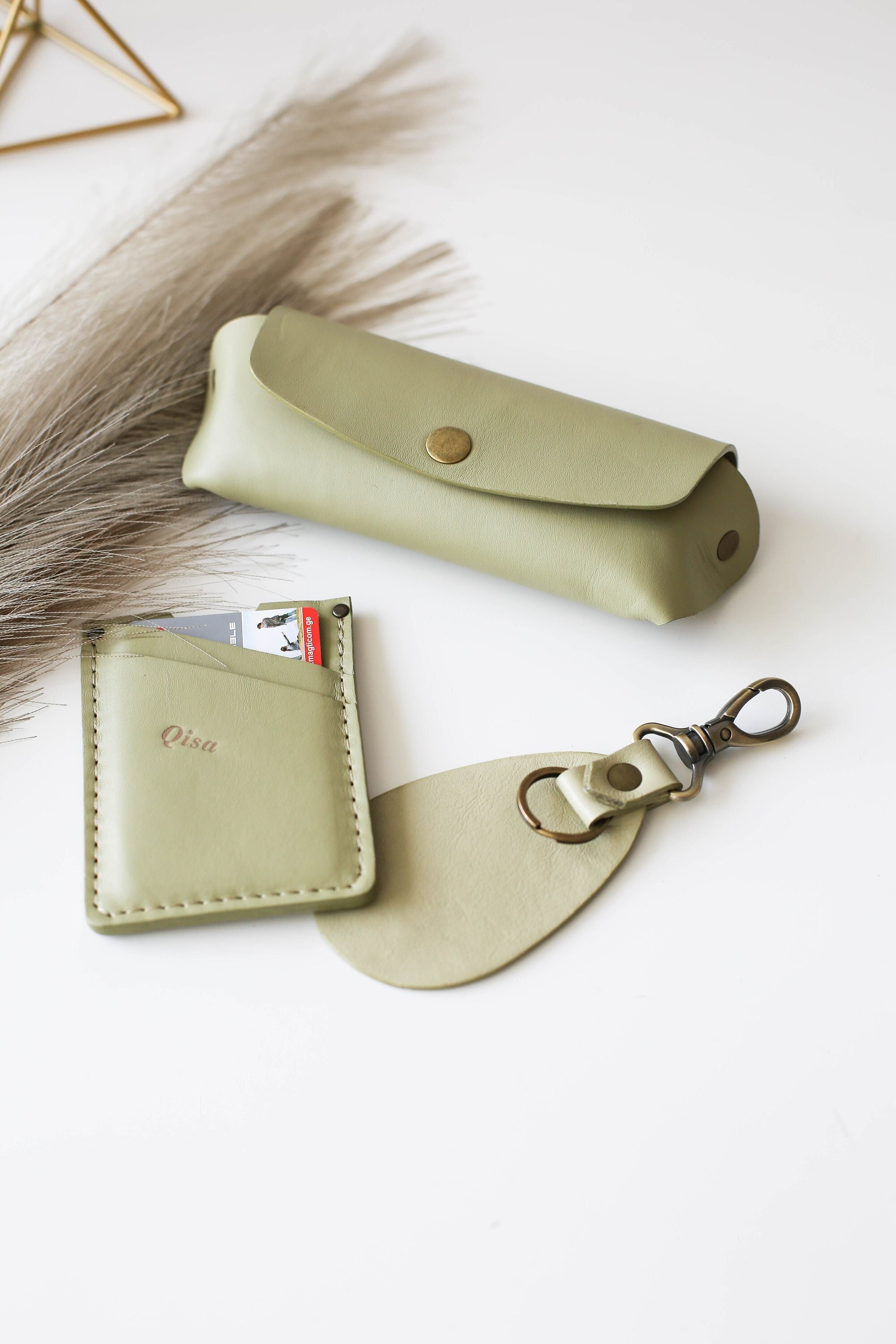 Leather Gift, Leather Accessories, Matching Set, Leather