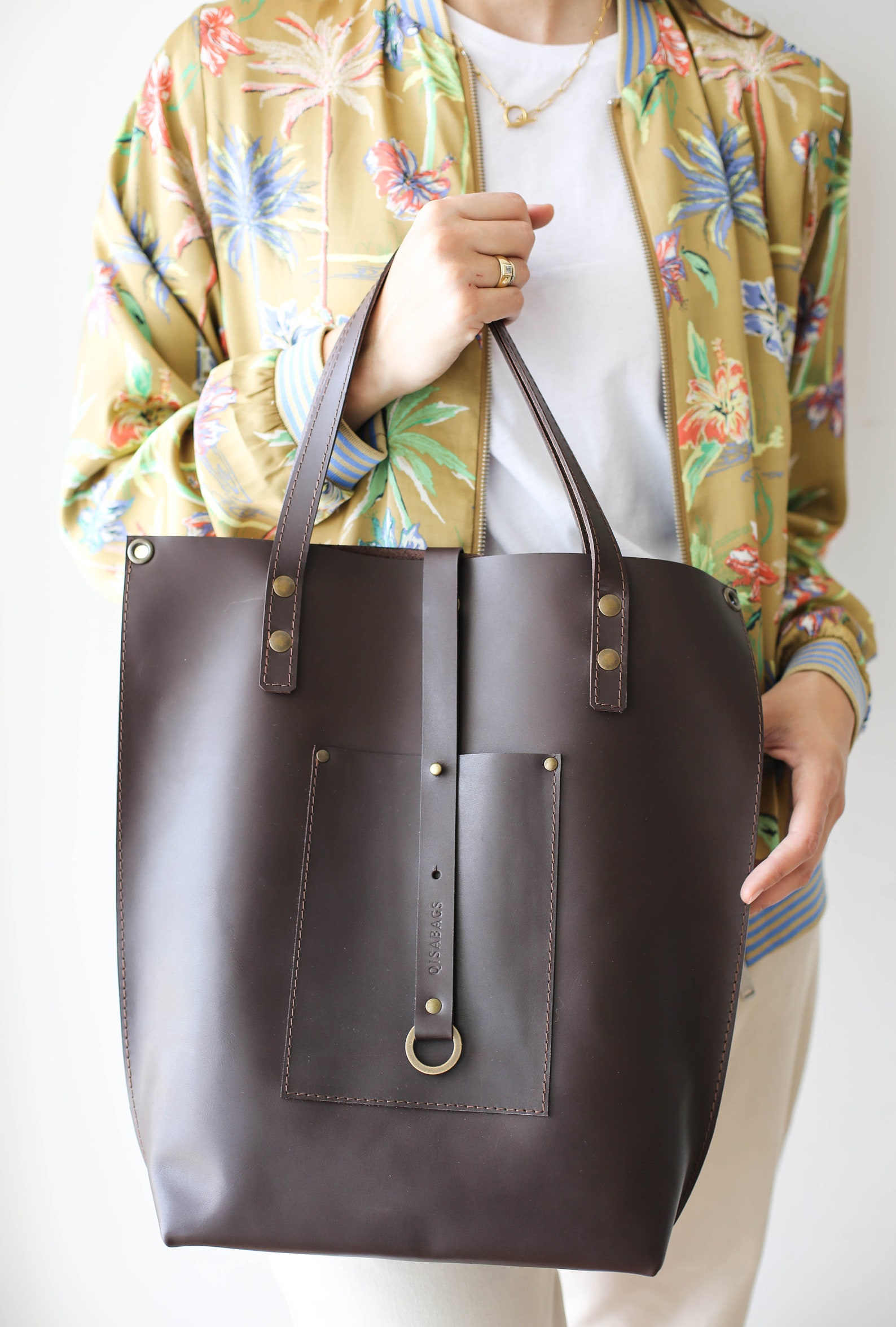 Leather Laptop Bag Leather Tote Large Leather tote Tote Etsy