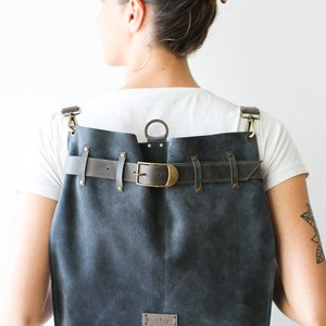 Gray Leather Backpack, Convertible Backpack Purse, Large Leather Backpack, Women Laptop Backpack, Suede Bag image 2