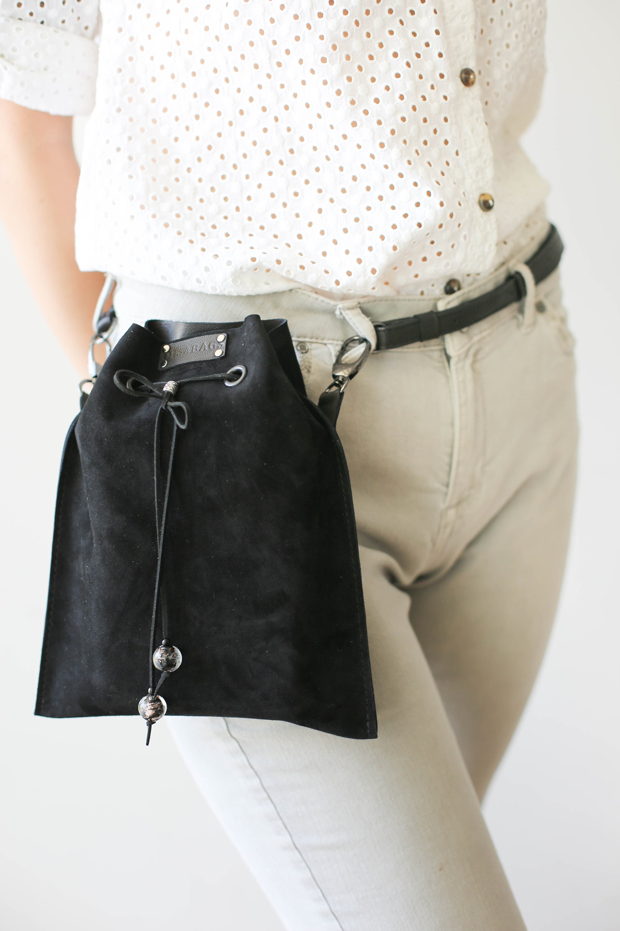 Studded Suede Leather Fanny Pack
