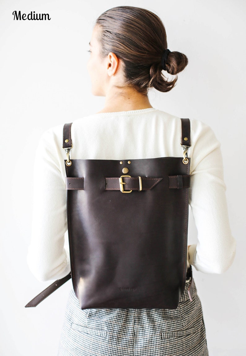 Dark Brown Leather Backpack Women Leather Rucksack Travel - Etsy