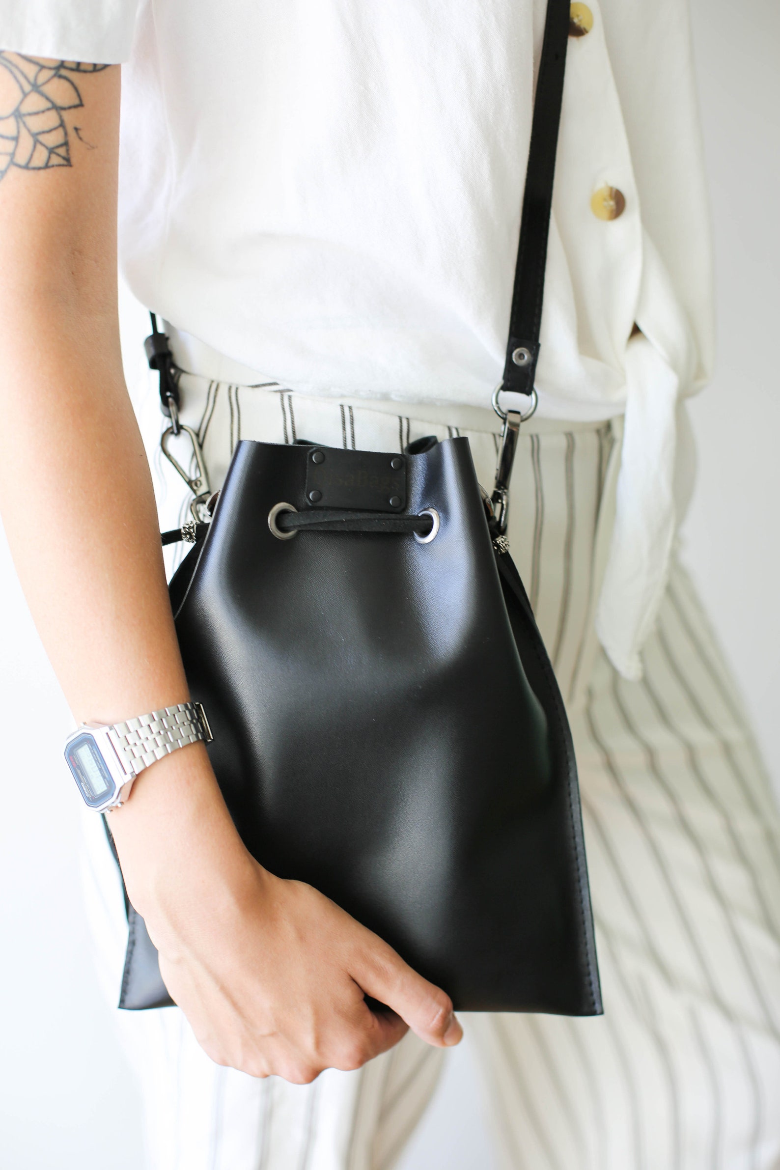 Back Leather Crossbody Bag Convertible Bag Black Fanny Pack - Etsy