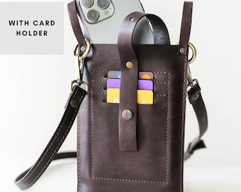 Funda para iPhone 16, billetera de cuero para teléfono, bolso bandolera pequeño de cuero para teléfono, regalo de Navidad para ella, funda de cuero para teléfono con tarjetero