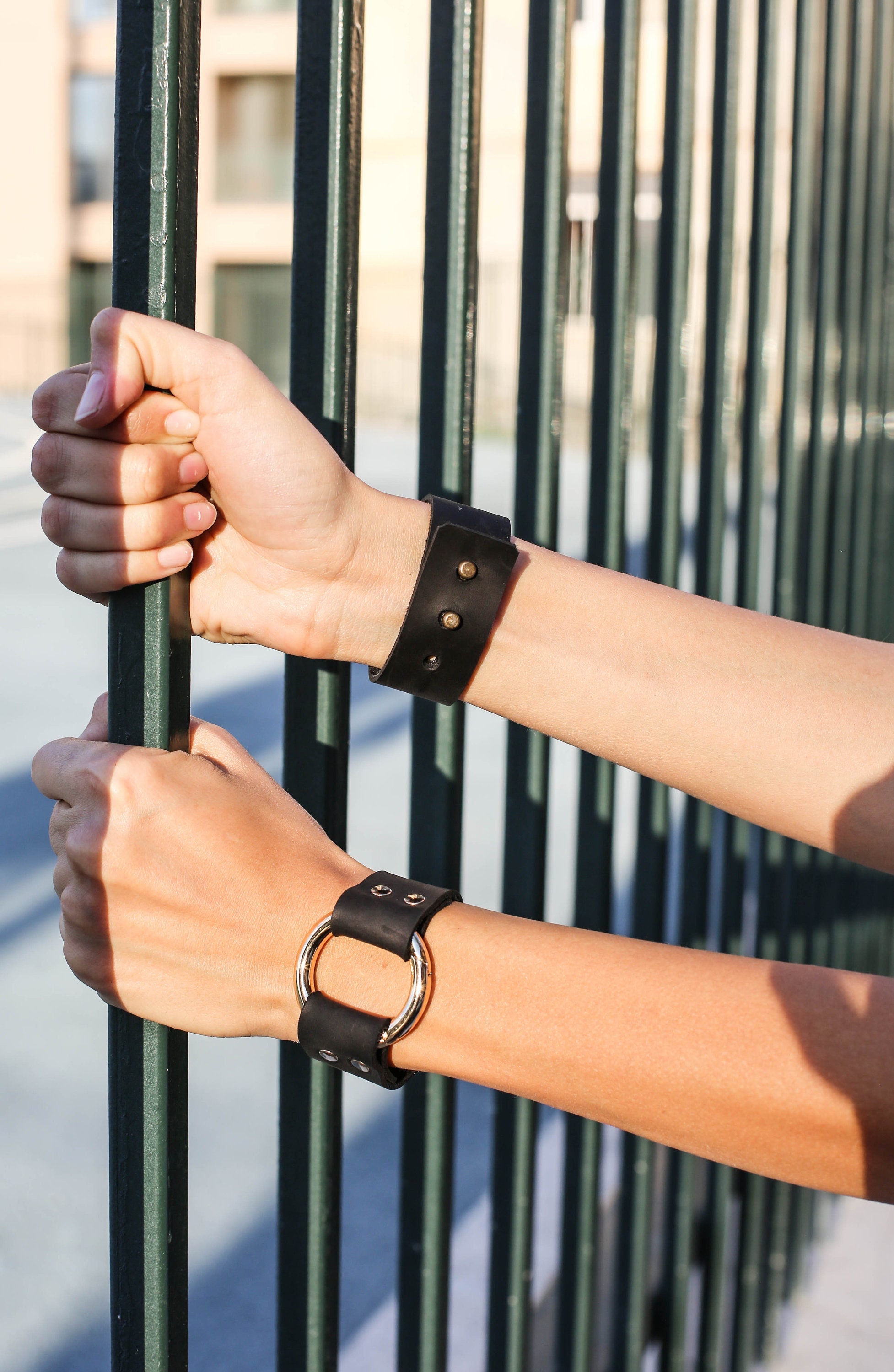 ALYX Giant Leather Metal Bangle Handmade Black Leather Bracelet 