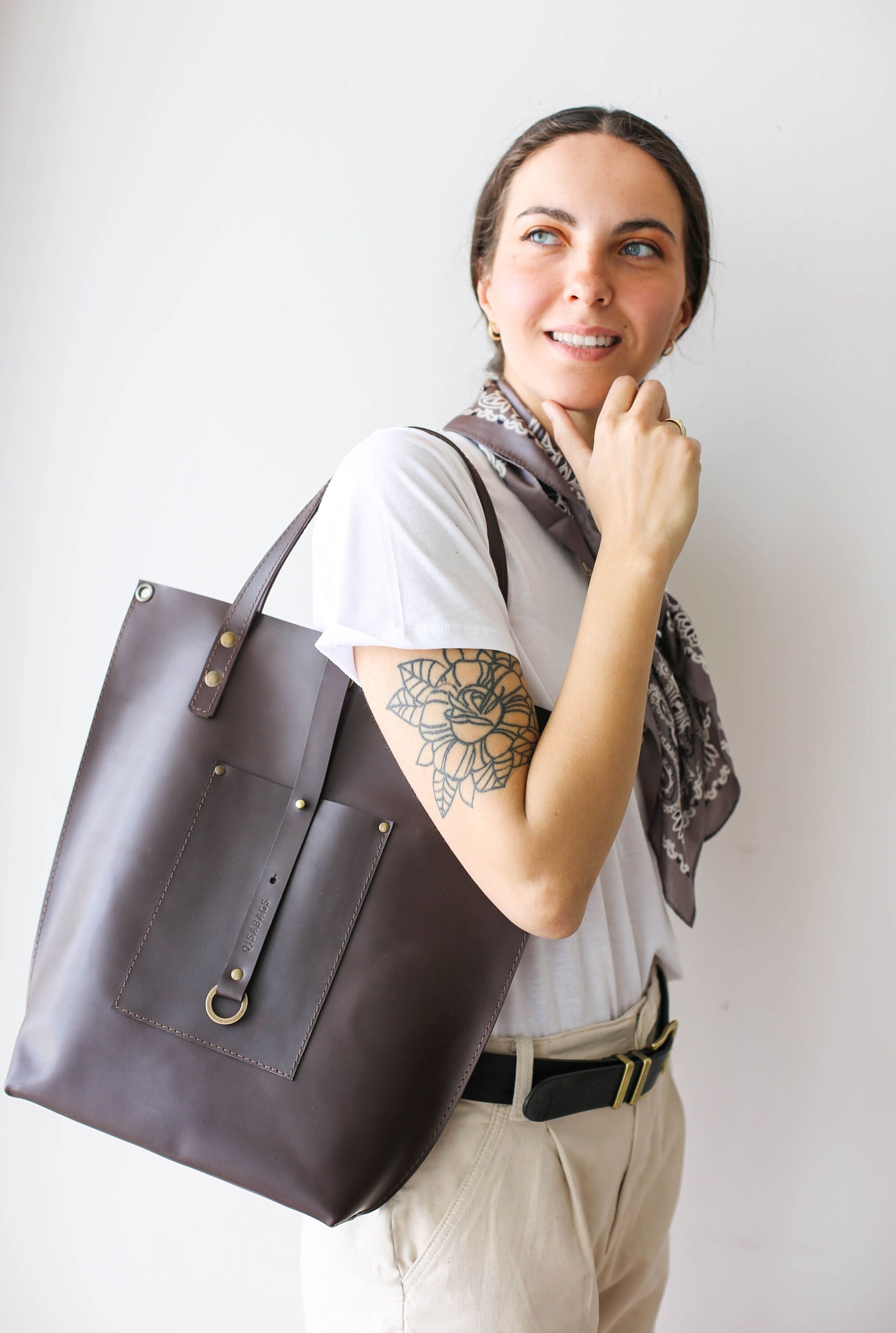 Leather Laptop Bag Leather Tote Large Leather tote Tote Etsy