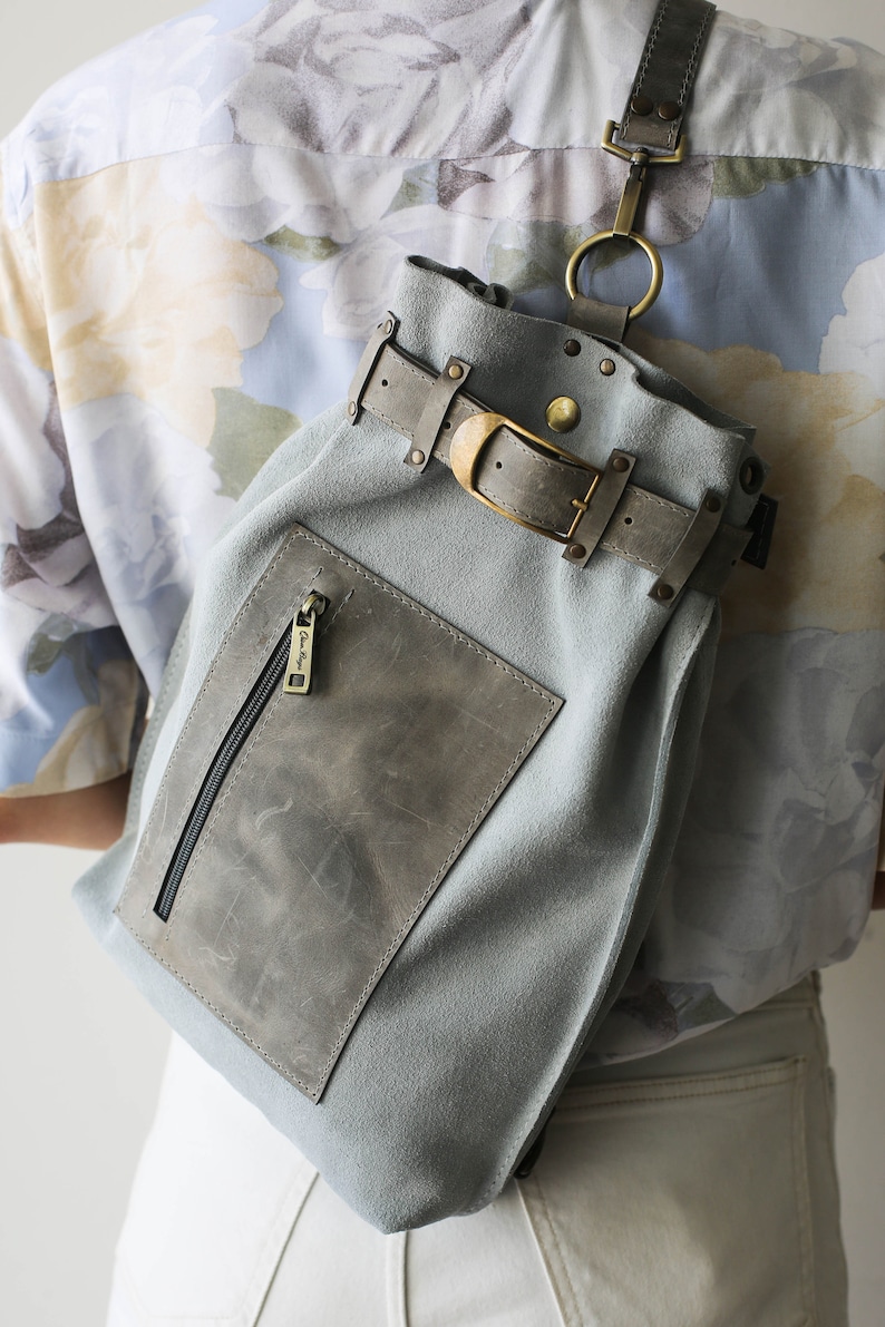 Leather Sling Backpack Purse