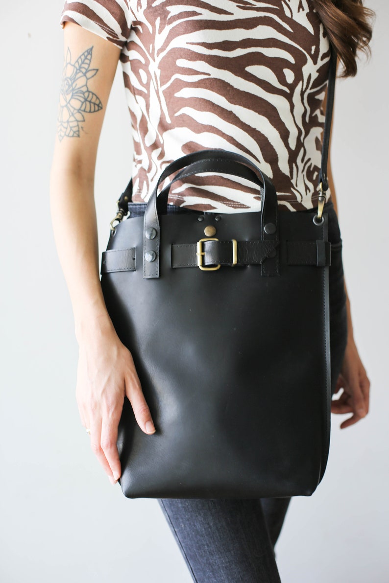 black leather purse