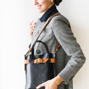 Mini leather Backpack, Black Leather Backpack, Backpack Purse, Leather Rucksack, Travel Backpack image 2