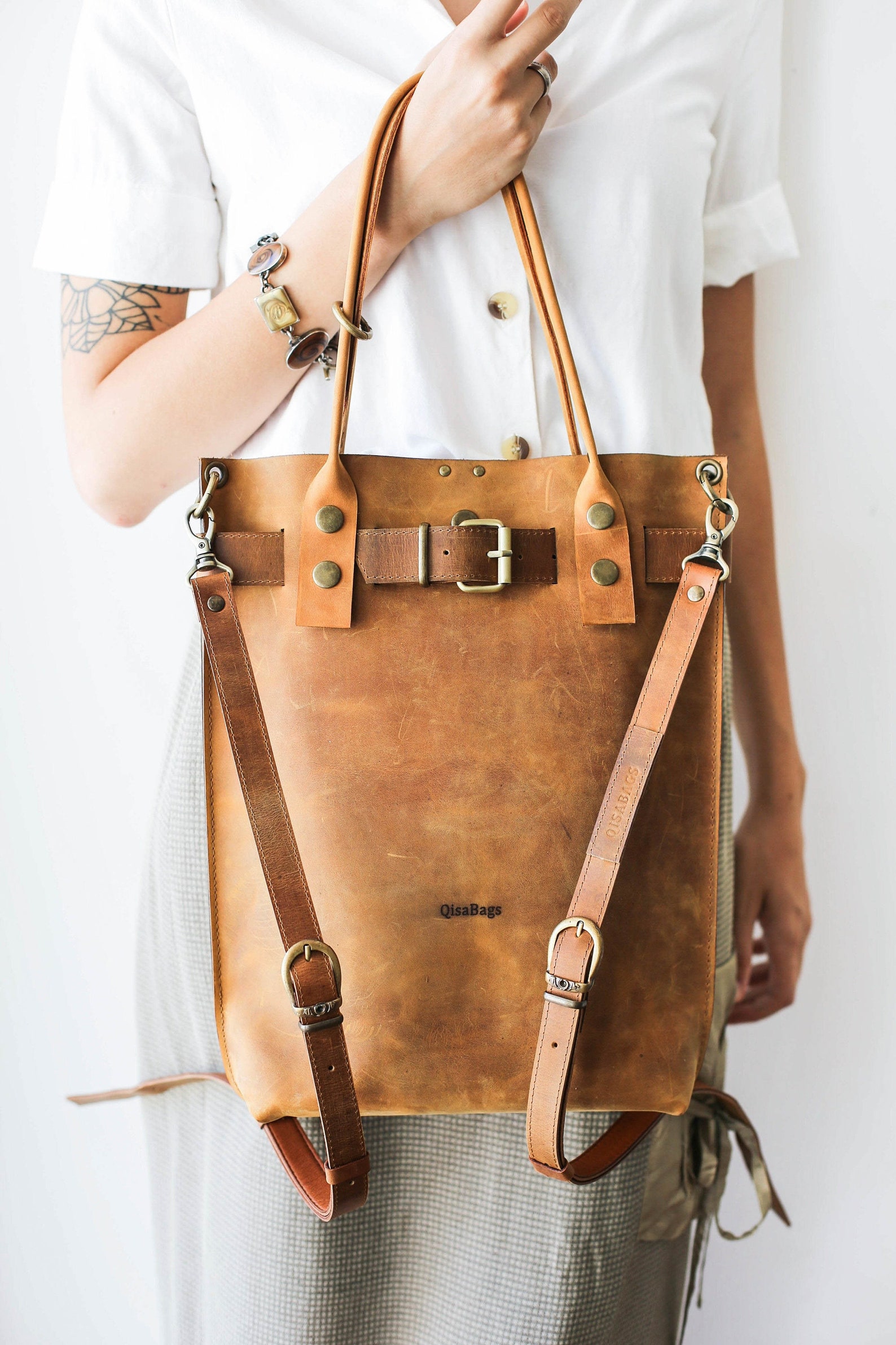 Fourretout en cuir brun grand sac fourretout sac à dos Etsy