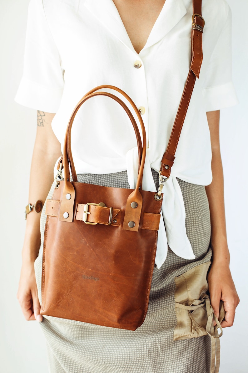 Brown Leather Bag, Leather Handbag, Leather Crossbody Bag, Leather Shoulder Bag, Brown Handbag, Bucket Bag image 8