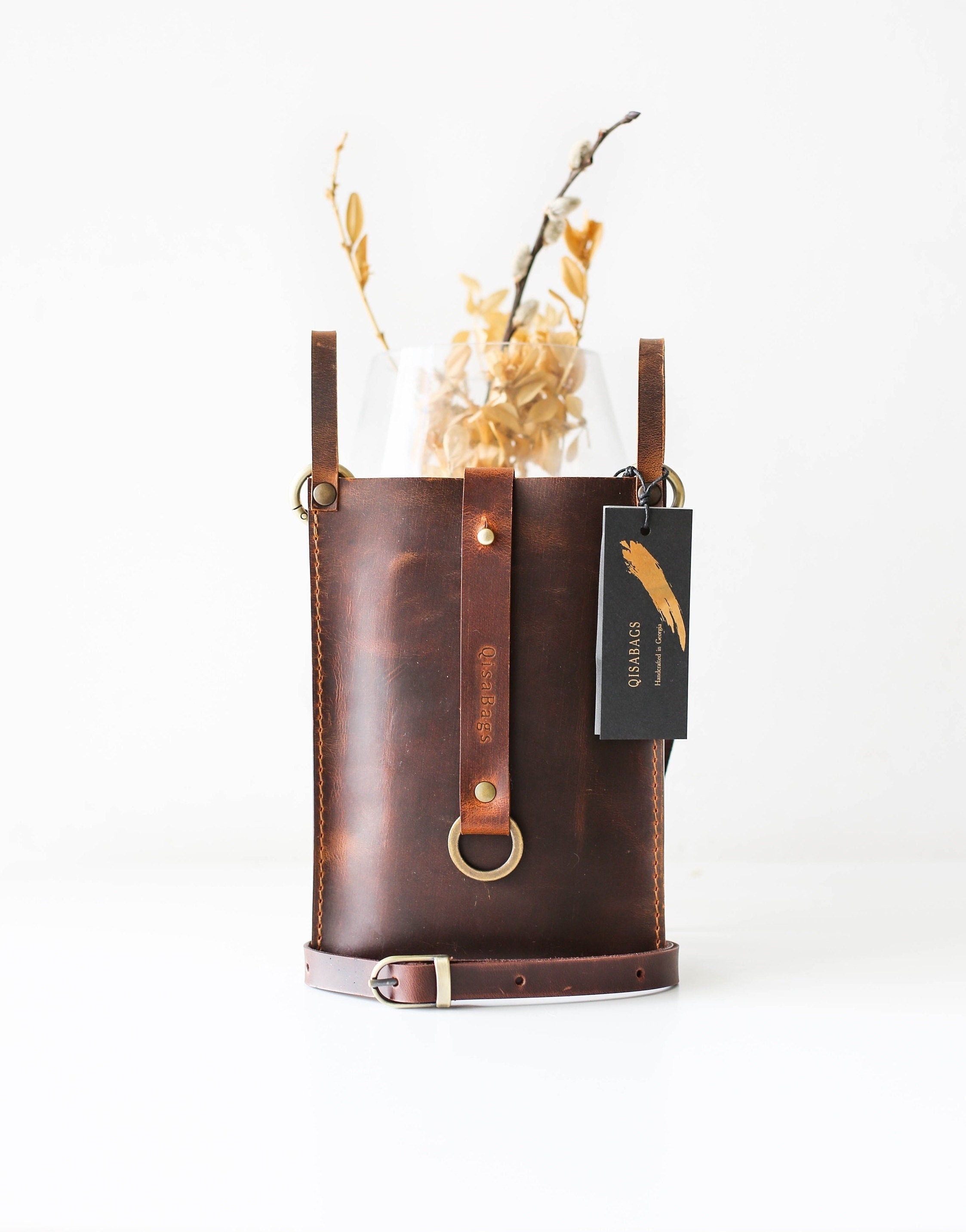 Leather Phone Wallet, Leather Crossbody Phone Bag, Small