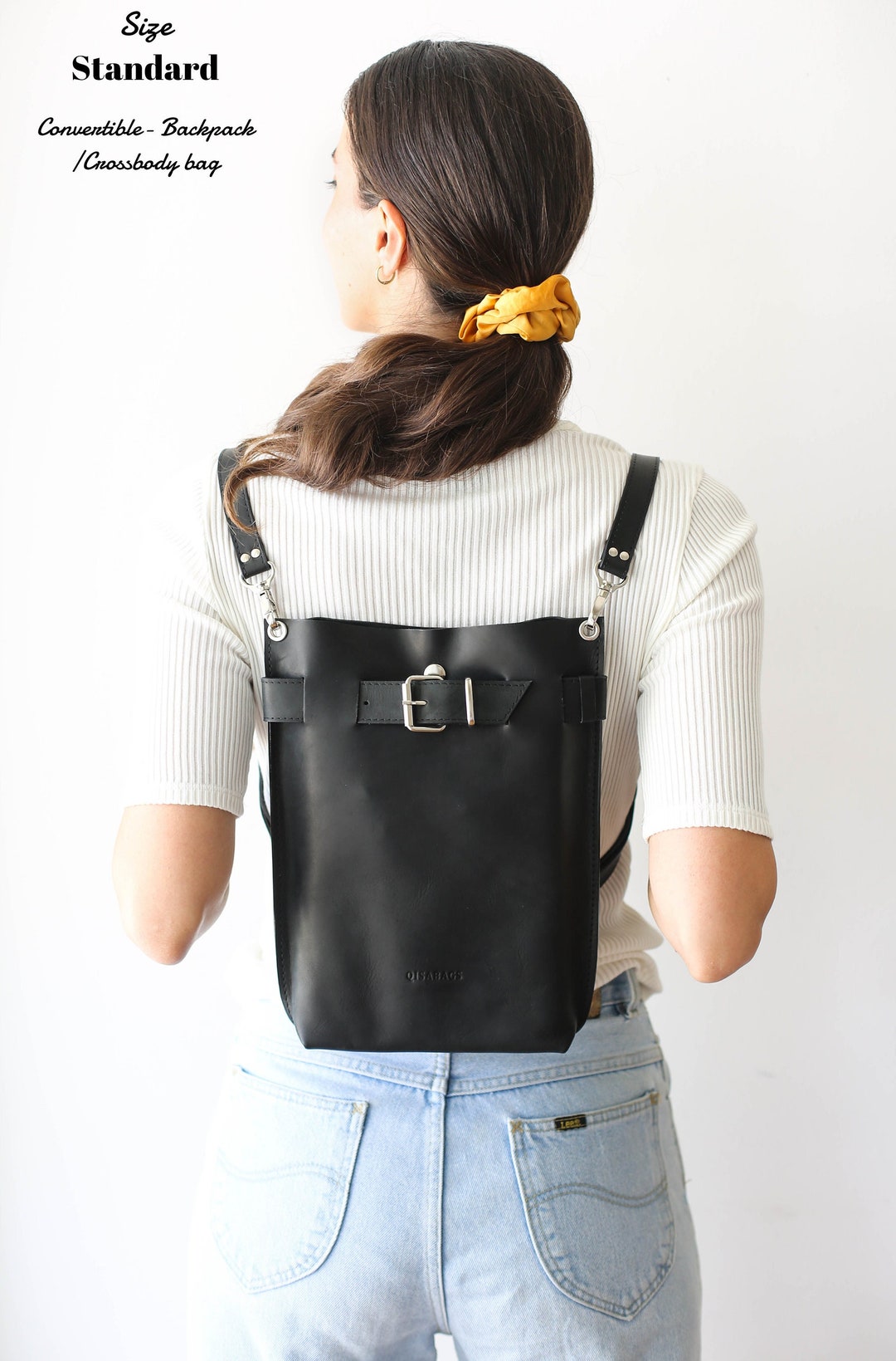 Black Leather Handbag, Black Leather Purse, Leather Backpack