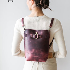 Purple Leather Backpack purse