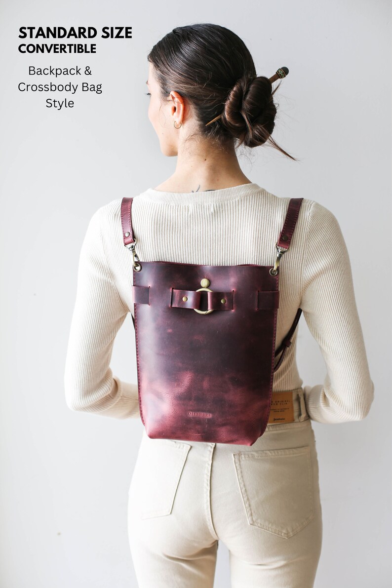 Purple Leather Backpack purse