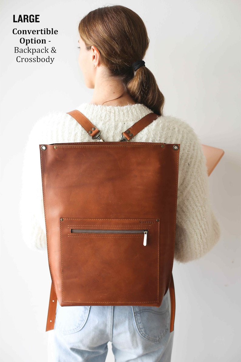 Convertible leather backpack purse